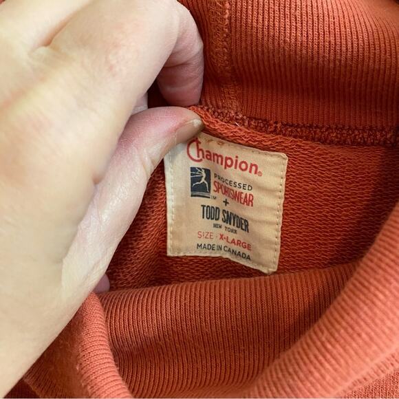 Champion x Todd Snyder Turtleneck Sweatshirt Crewneck Orange Mens Size XL - Picture 2 of 13